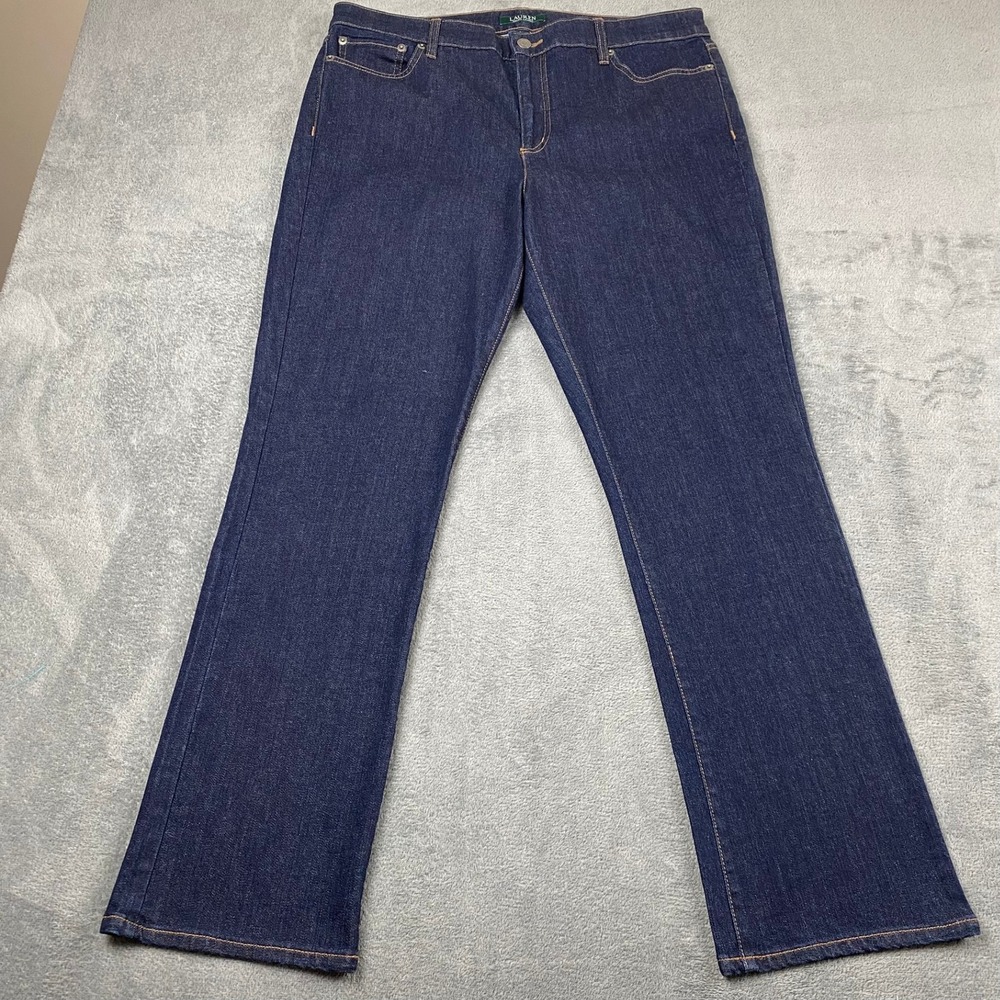 Lauren Ralph Lauren Women 14 36x30 Jeans Dark Wash Straight Leg Stretch Denim
